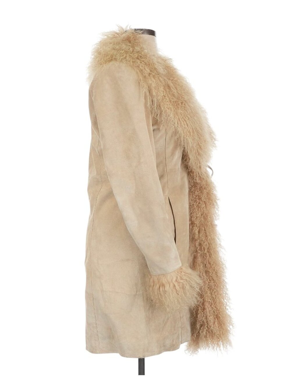 Vintage Raffaelo Beige Suede Leather Penny Lane Afghan Shearling Coat XL Boho - Picture 3 of 9